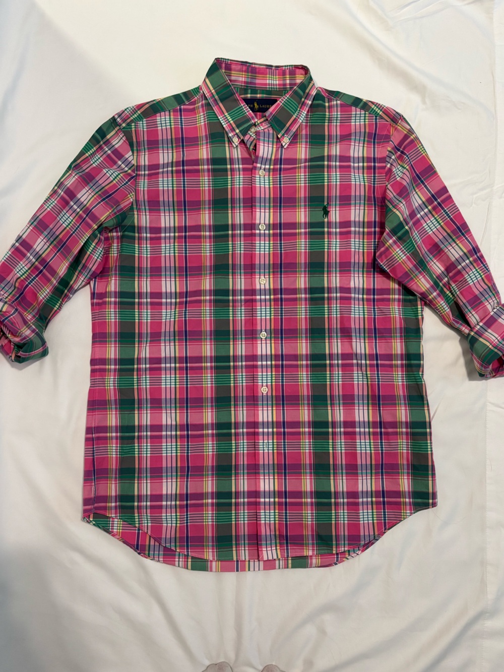 Ralph Lauren Pink, Green & Yellow Plaid Cotton Shirt